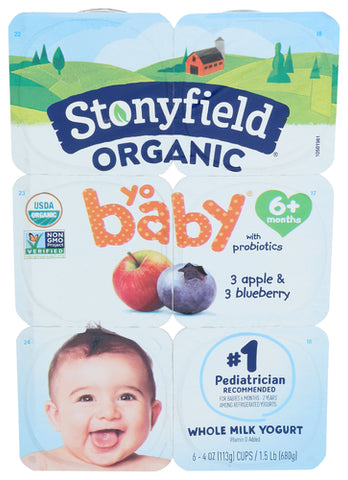 Yobaby 6Pk Bluebry Apple Org - 24 FO (Case of 4)