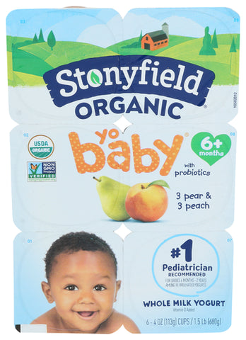 Yobaby 6Pk Peach Pear Org - 24 FO (Case of 4)